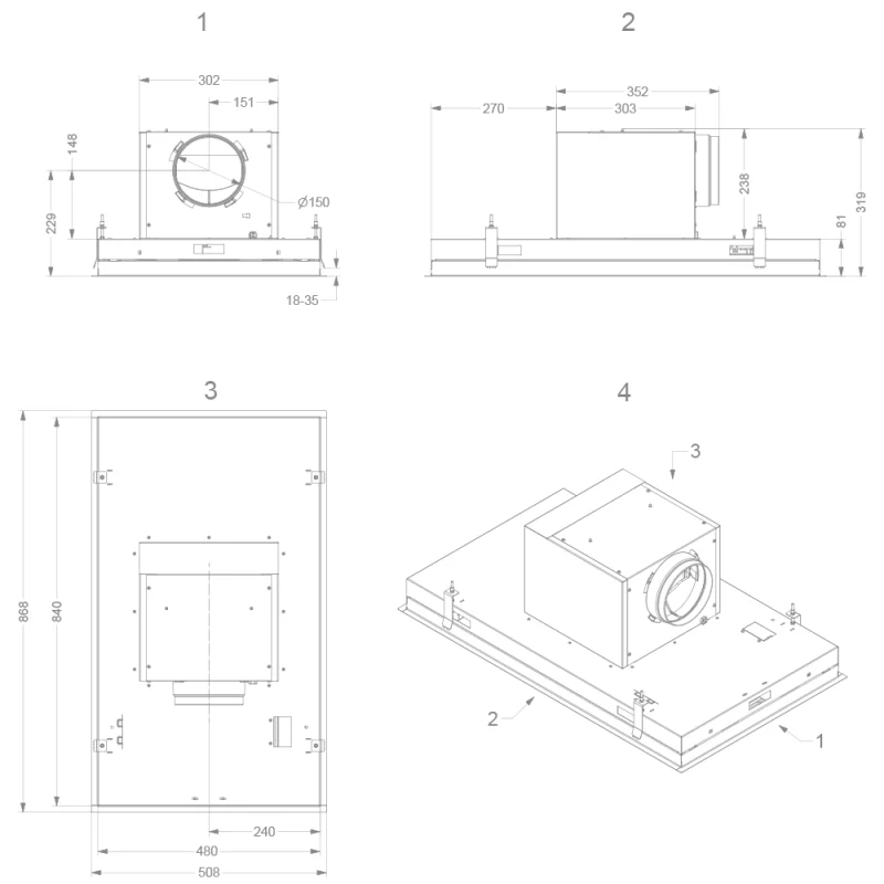 Exaustor de Teto Novy Pureline 90 cm Branco 6834 - Image 3