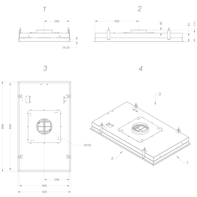 Exaustor de Teto Novy Pureline 90 cm (sem Motor) Inox 6838 - Image 4