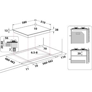 Placa a Gás Indesit THP 642 W/IX/I RU - 58 cm, Gás, Inox - Image 2