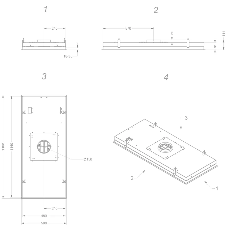 Exaustor de Teto Novy Pureline 120 cm (sem Motor) Inox 6848 - Image 3