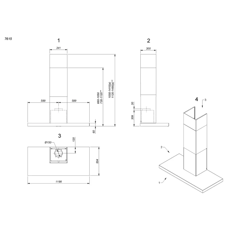 Chaminé Parede Novy Flatline 120 cm (sem motor) Inox 7615 - Image 7