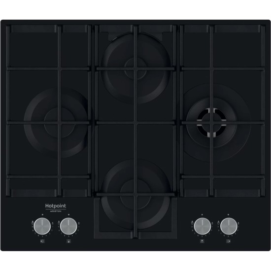 Placa Cristal Gás Hotpoint HAGS 62F/BK - 59.6 cm, Gás, Vidro Preto