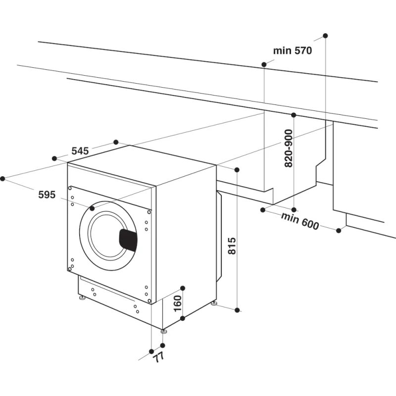 Máquina de Lavar e Secar Roupa Encastre Hotpoint BI WDHG 861485 EU - 8/6 kg, 1400 rpm, Branca - Image 12