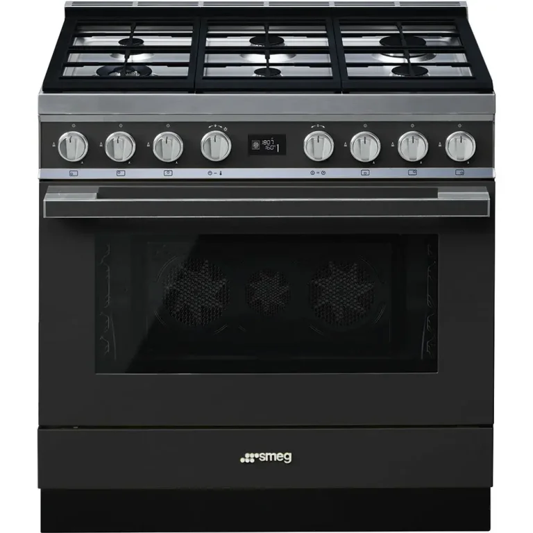 Fogão a Gás Smeg CPF9GPAN - Piro, Portofino, Antracite, 90cm, Misto, A+