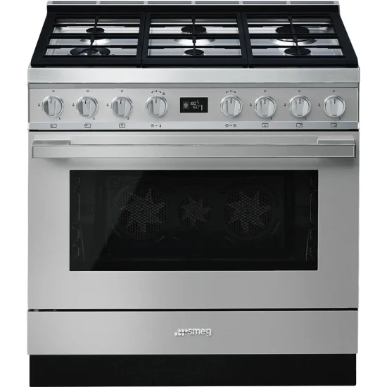 Fogão a Gás Smeg CPF9GPX - Piro, Portofino, Inox, 90cm, Misto, A+