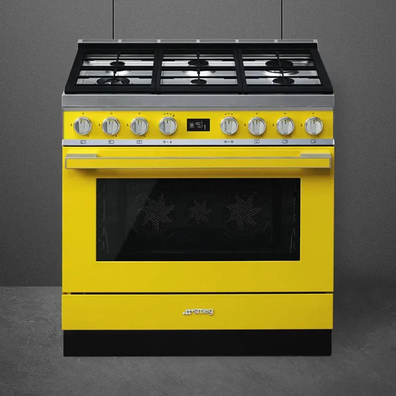 Fogão a Gás Smeg CPF9GPYW - Piro, Portofino, Amarelo, 90cm, Misto, A+ - Image 3