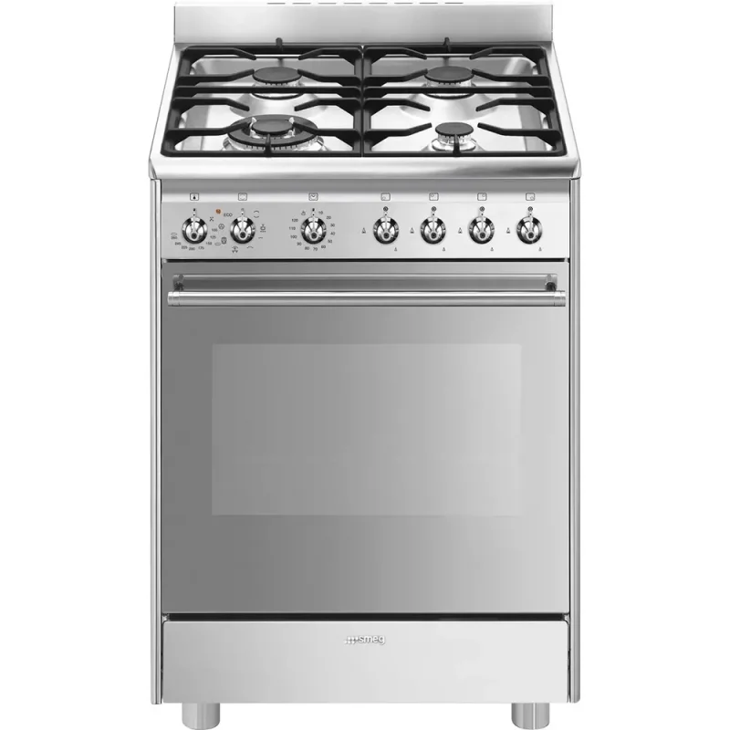 Fogão a Gás Smeg CX68MF8-2 - Concerto, Inox, 60cm, Elétrico + Gás, A