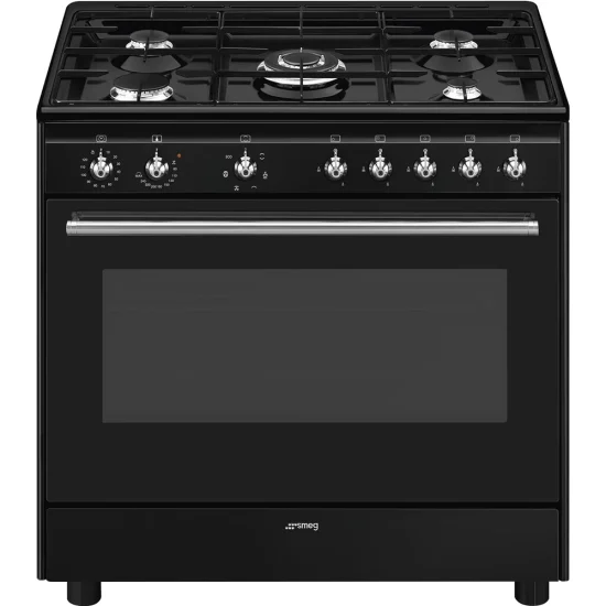 Fogão a Gás Smeg CX91GMBL - Concerto, Full Black, 90cm, Misto, A