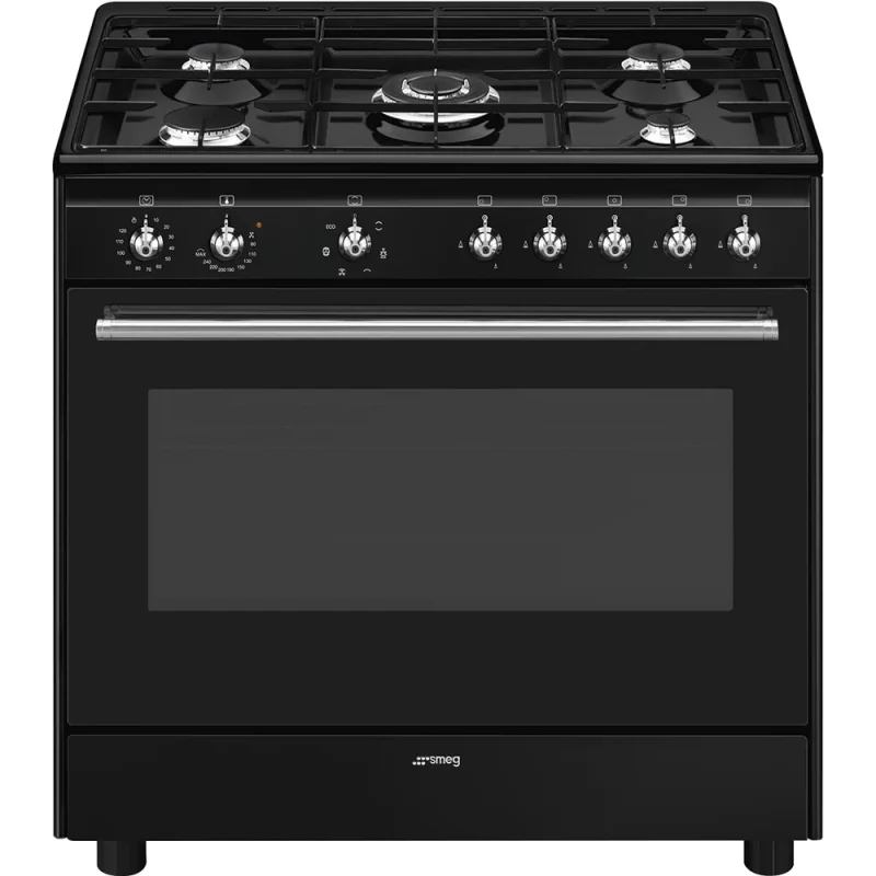 Fogão a Gás Smeg CX91GMBL - Concerto, Full Black, 90cm, Misto, A