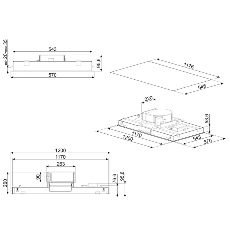 Exaustor Teto Smeg KLT12L4X - Slim, Inox, 120cm, B - Image 4