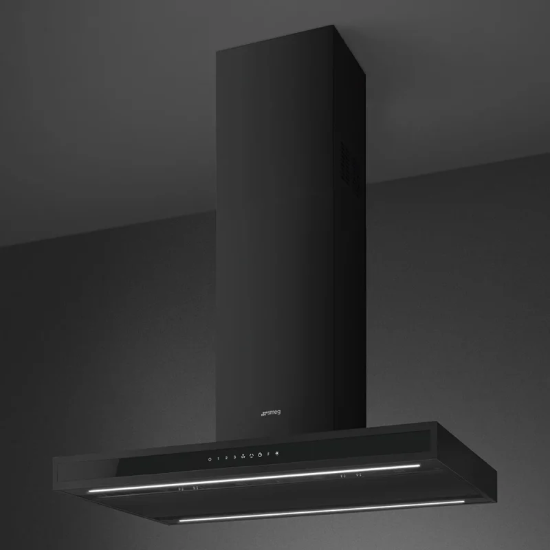 Chaminé Ilha Smeg KLTI9L4MB - Preto mate, 90cm, A