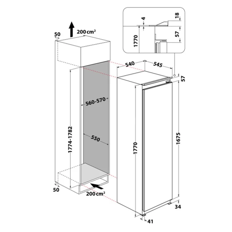 Frigorífico Encastrável Hotpoint SB 18012 - 177.1 cm, 314 lt, Branco - Image 4