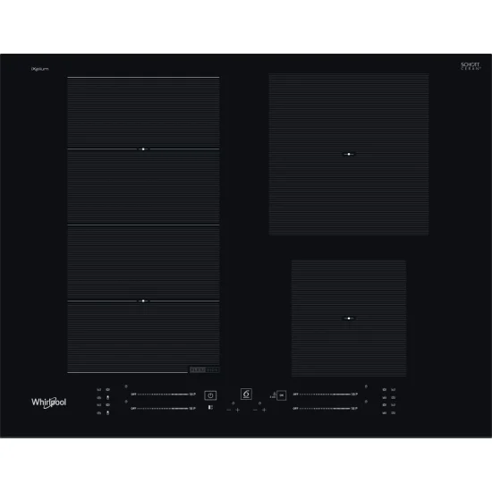 Placa de Indução Whirlpool WF S9365 BF/IXL - 65 cm, Elétrica, Vidro Preto