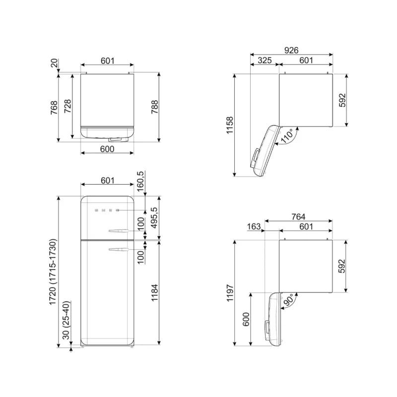 Frigorífico Smeg FAB30LSV5 - Anni 50, Cinza, Esq, 172cm, D - Image 2