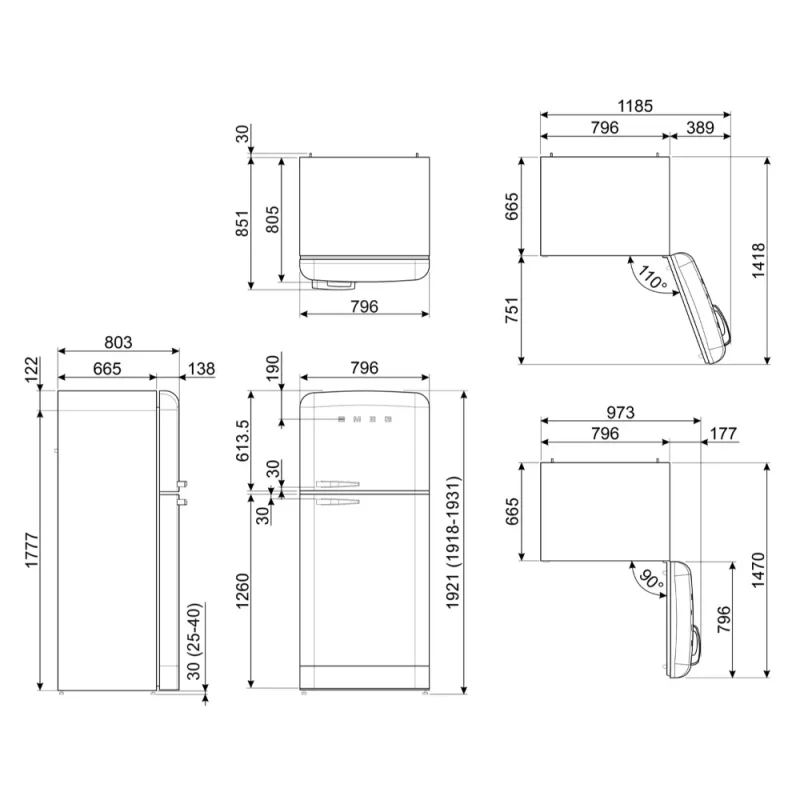 Frigorífico Smeg FAB50RWH5 - Anni 50, Branco, Dta, 192cm, E - Image 7
