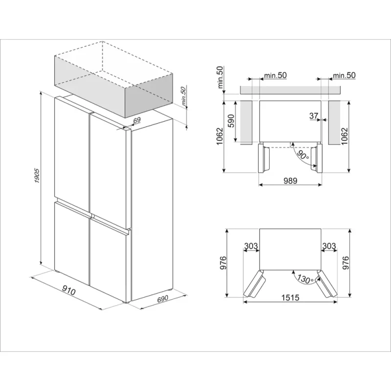 Frigorífico Smeg FQI60KD - NF Total, Dark inox, 191x91cm, D - Image 8