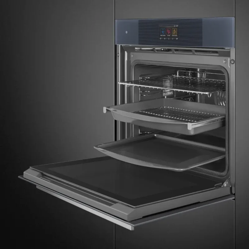 Forno Piro Steam Smeg SOP6104S2PG - Linea, Neptune Grey, 60x60cm, A+ - Image 4