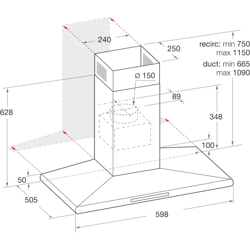 Exaustor Parede Hotpoint HHC 6.7F LT X - Image 2