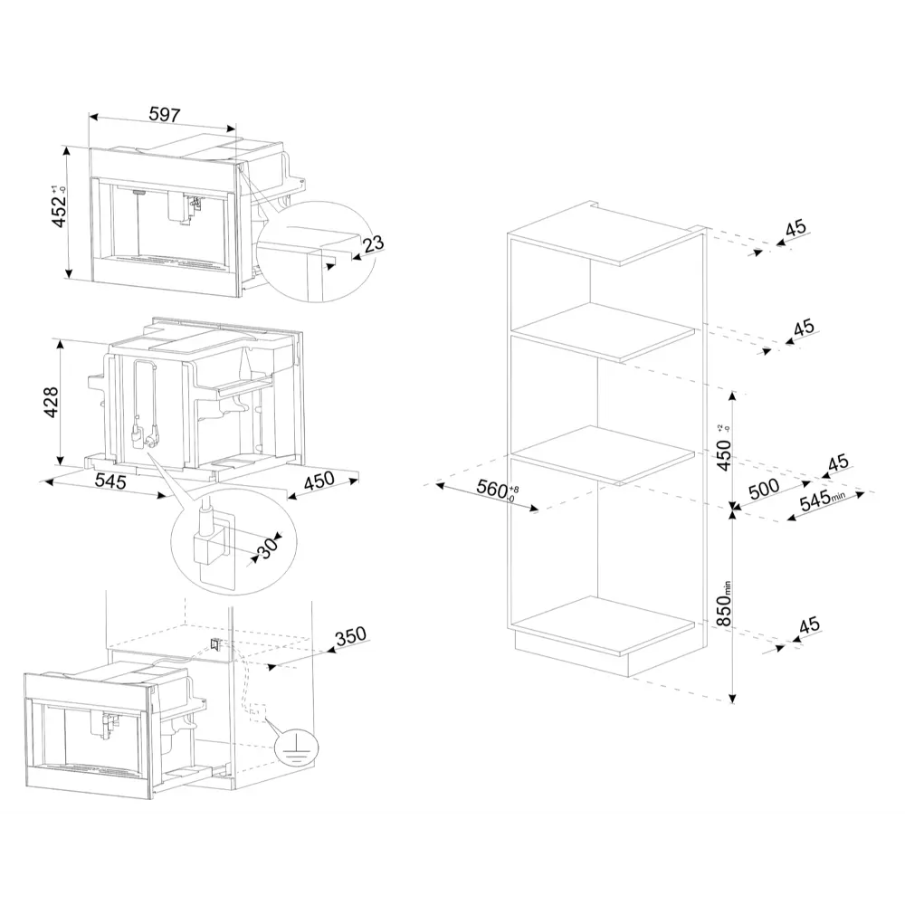 Máquina de Café de Encastre Smeg Linea - Automática - 45cm Altura - Neptune Grey - CMS4104G - Image 6