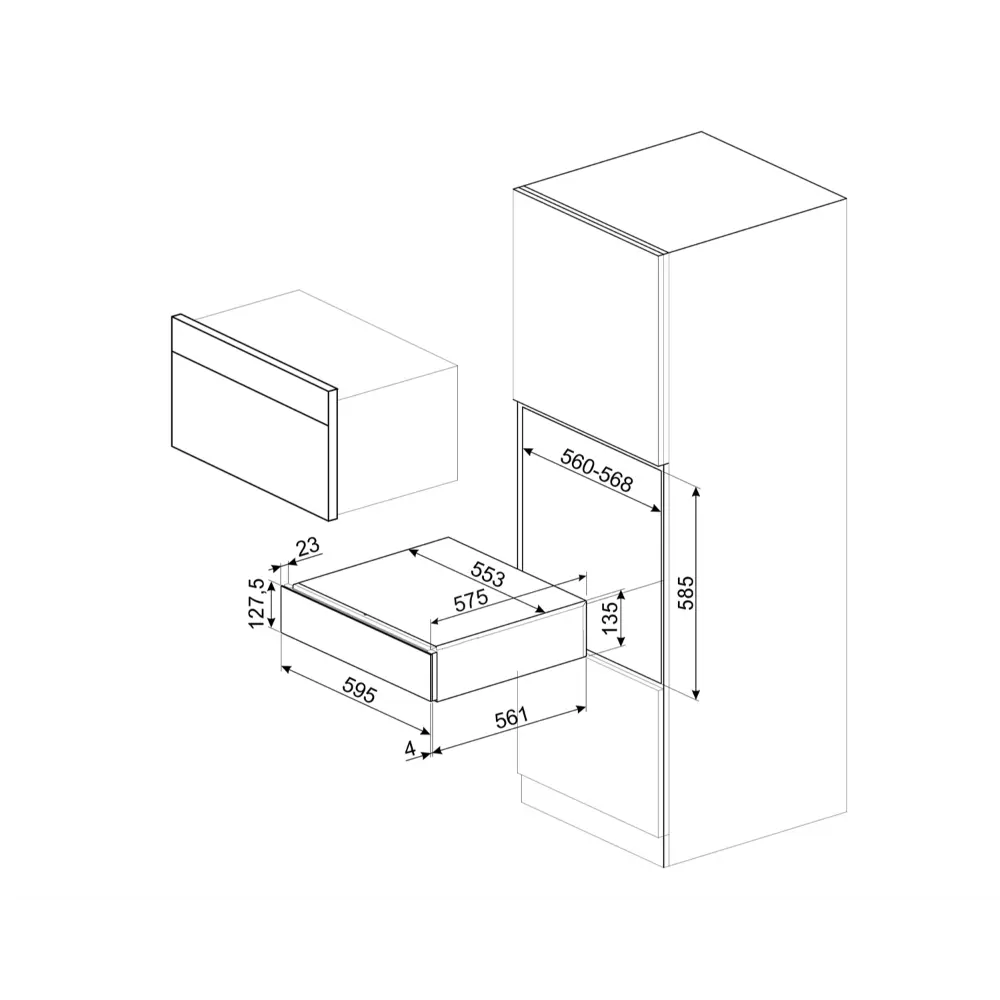 Gaveta de Vácuo Smeg DSN - 14cm Altura - Vidro Preto - CPV615NR - Image 13