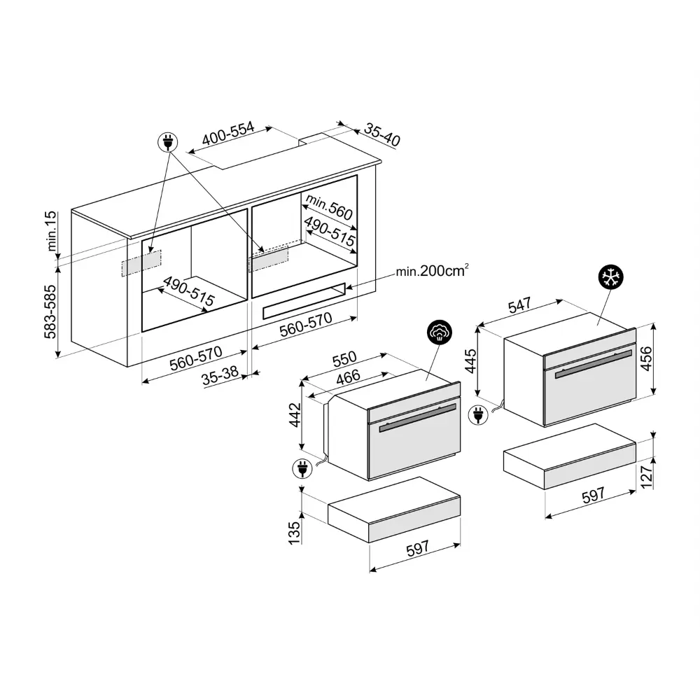 Gaveta de Vácuo Smeg DSN - 14cm Altura - Vidro Preto - CPV615NR - Image 12