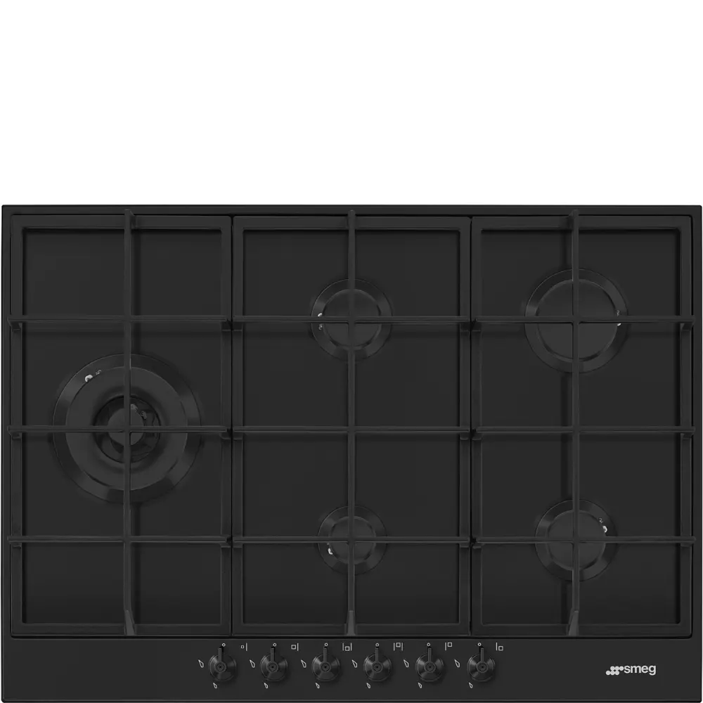Placa a Gás Smeg Classica - 72cm - 5 Queimadores - Preto Mate - PX375LMB
