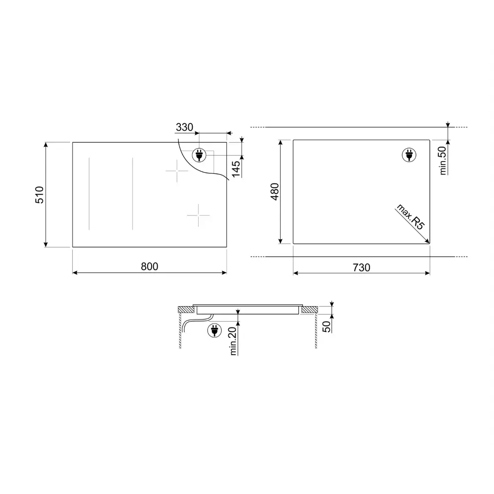 Placa de Indução Multizona Smeg Linea - 80cm - 4 Zonas - Neptune Grey - SIM1844DG - Image 5