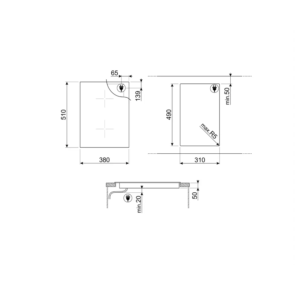 Placa de Indução Multizona Smeg - 38cm (Dominó) - 2 Zonas - Preto - SIM3323D - Image 8