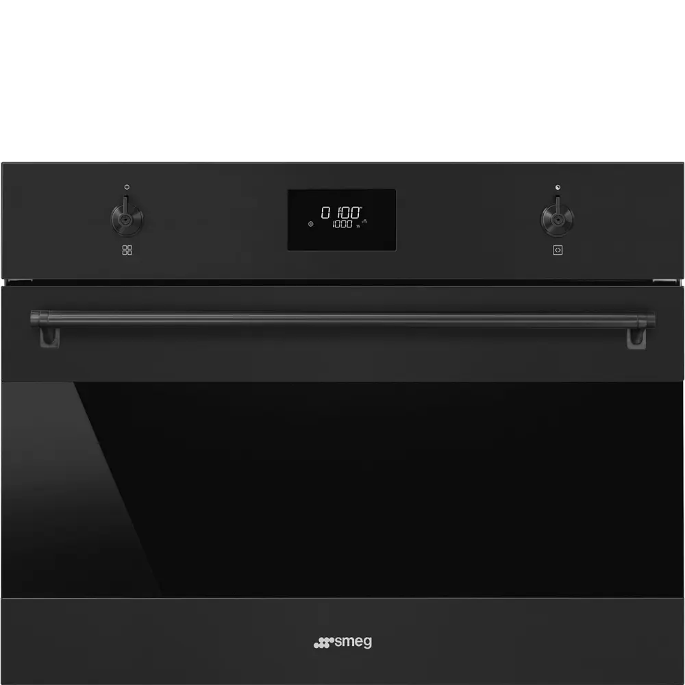 Micro-ondas com Grill de Encastre Smeg Classica - 45cm Altura - Preto Mate - SO4301M0N