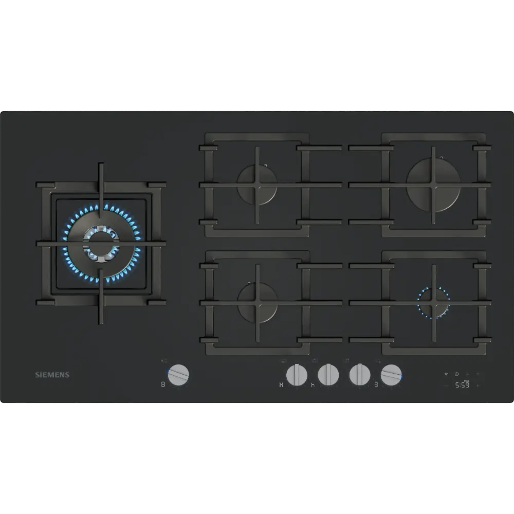 Placa a Gás Siemens iQ700 - 90 cm - Vidro Temperado com Wok 5kW e CookConnect - ER9A6SH40