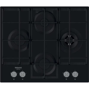 Placa Cristal Gás Hotpoint HAGS 62F/BK - 59.6 cm, Gás, Vidro Preto