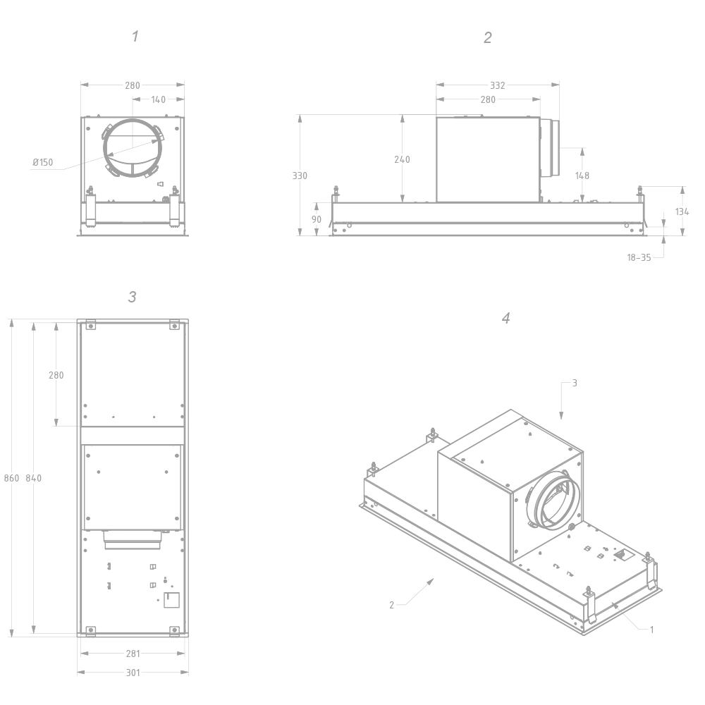 Exaustor Integrável Novy Mini Pureline 90 cm Preto Mineral 826 - Image 3