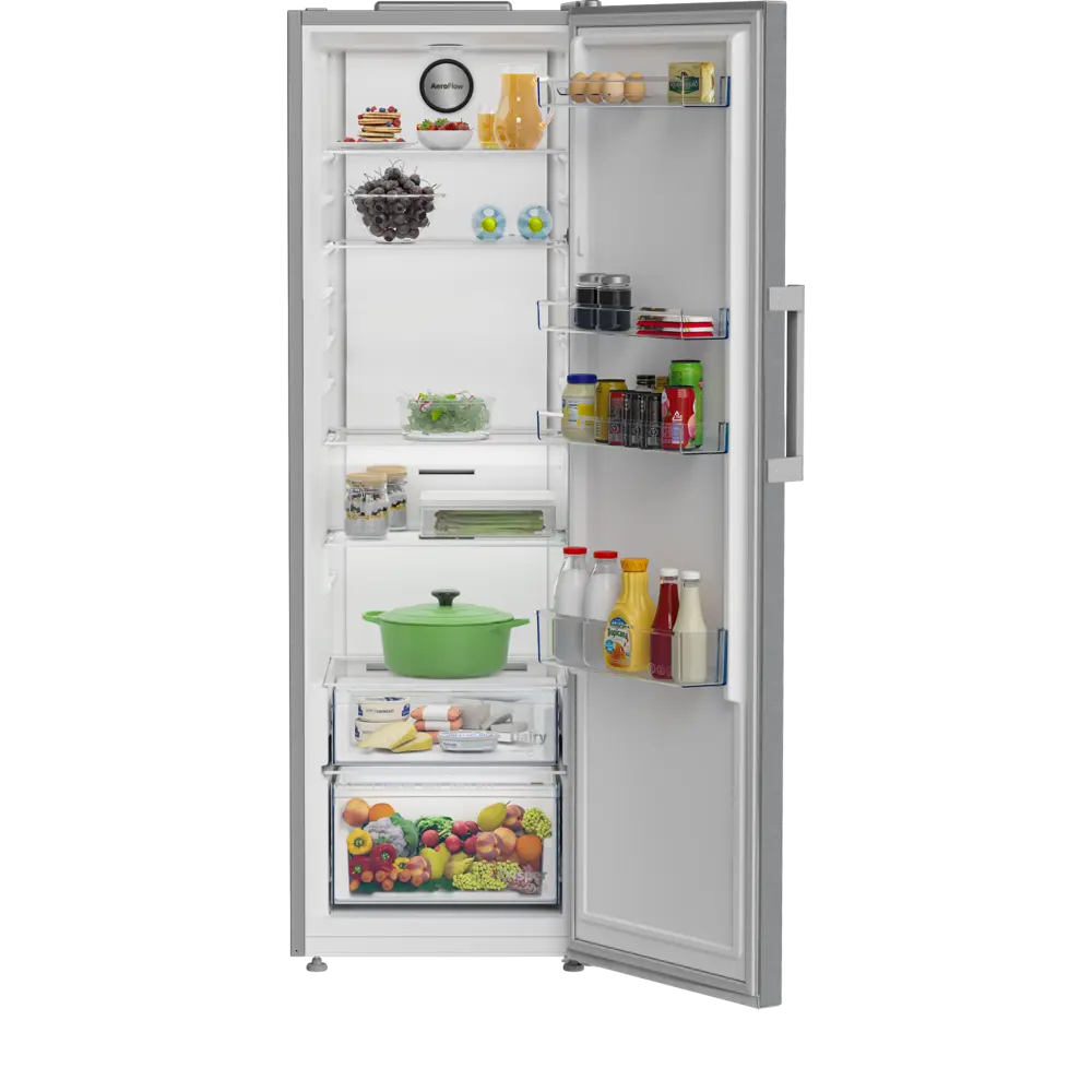 Frigorífico 1 Porta Beko - 186cm - AeroFlow NoFrost - Inox Look - B1RMLNE444XB