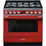 Fogão a Gás Smeg CPF9GPR - Piro, Portofino, Vermelho, 90cm, A+