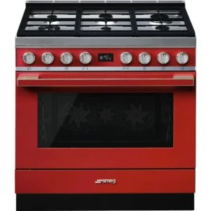 Fogão a Gás Smeg CPF9GPR - Piro, Portofino, Vermelho, 90cm, A+