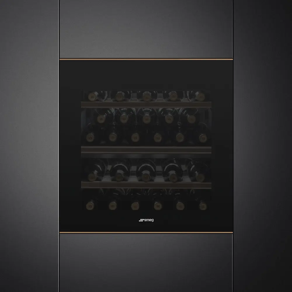Garrafeira de Encastre Smeg Dolce Stil Novo - 60cm Altura - Vidro Preto - CVI629NR3