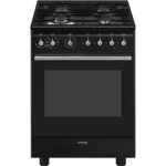 Fogão a Gás Smeg CX61GMBL - Concerto, Full Black, 60cm, A