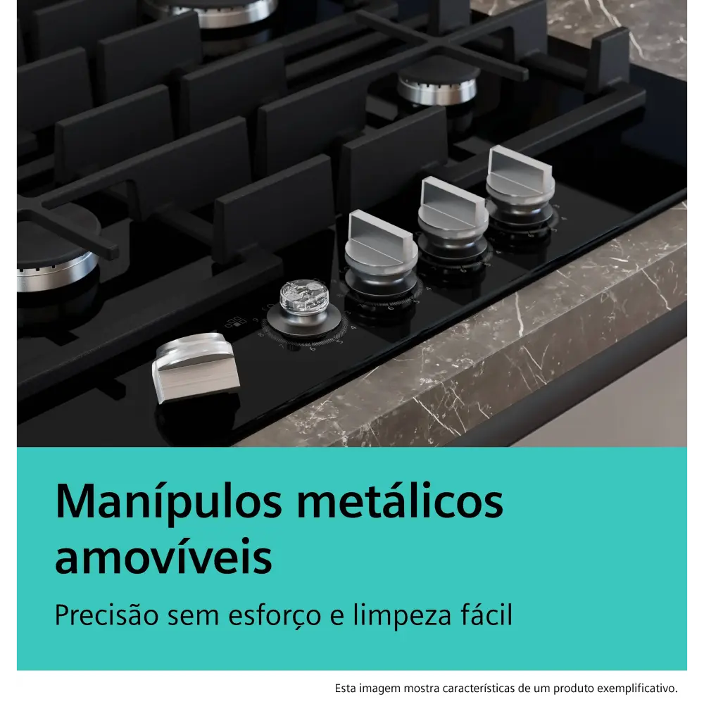 Placa a Gás Siemens iQ500 - 75 cm - Vidro Temperado com 5 Queimadores e Wok - EP7A6QI40 - Image 6