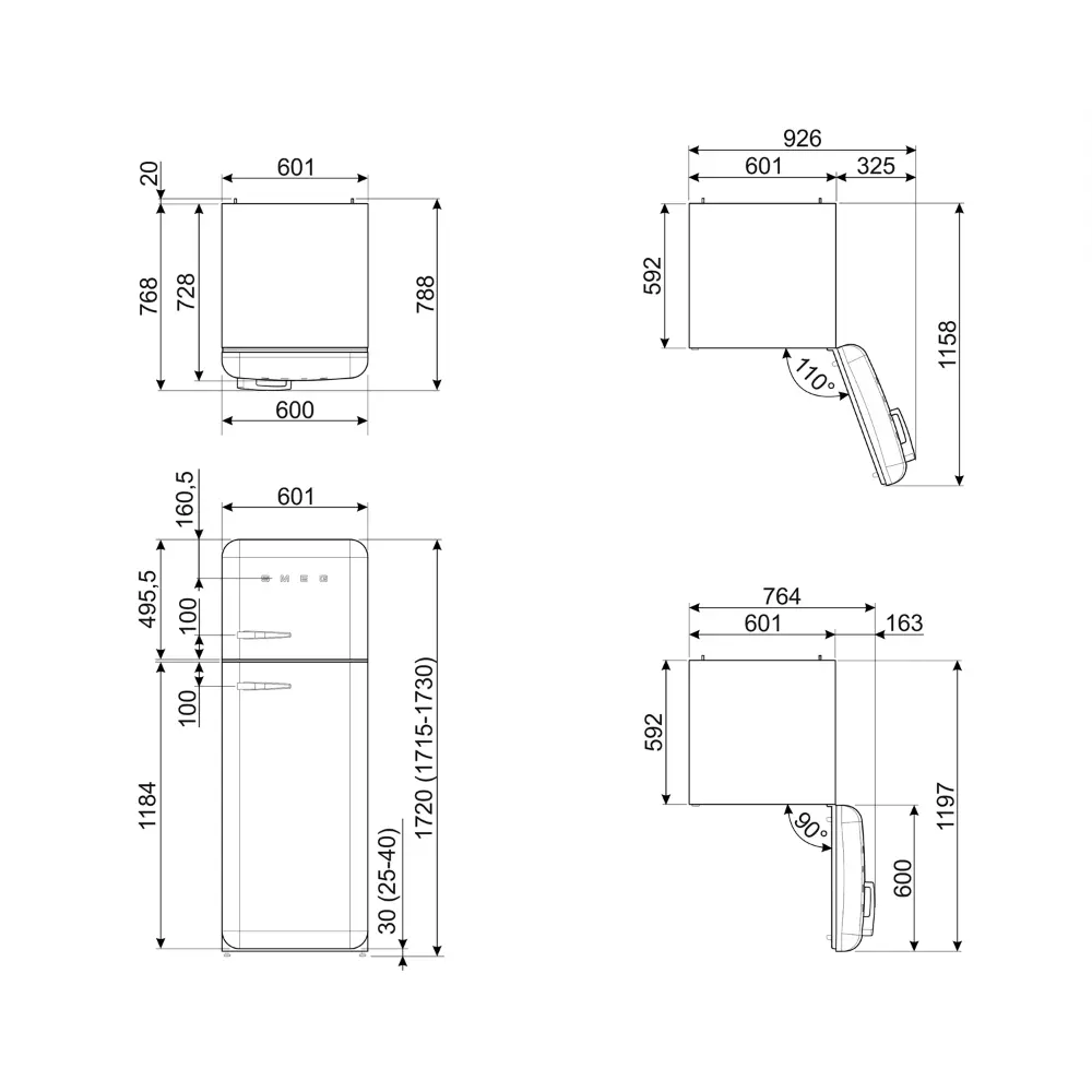 Frigorífico 2 Portas Smeg 50's Style - 172cm - Preto - Dobradiça à Direita - FAB30RBL6 - Image 10