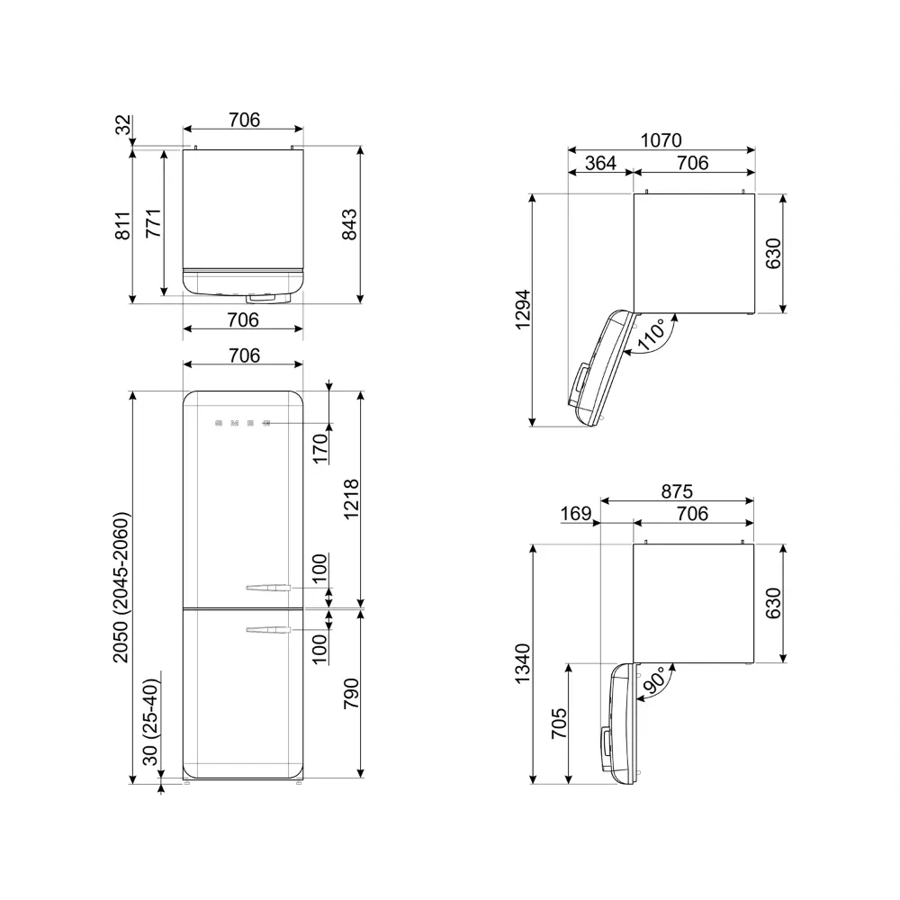 Frigorífico Combinado Smeg Anni 50 XXL (70cm) - Creme - Dobradiça à Esquerda - FAB38LCR6 - Image 5