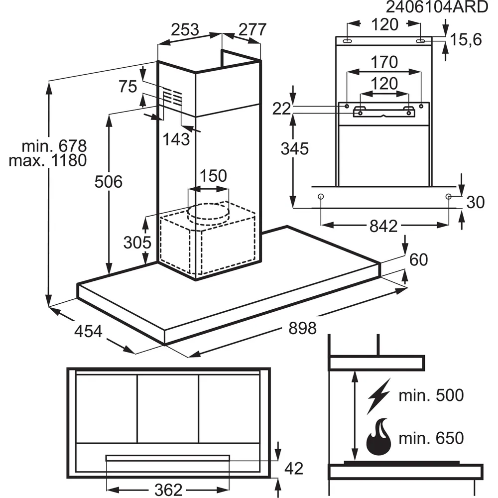 Chaminé de Parede AEG GB67D91HL - Image 8