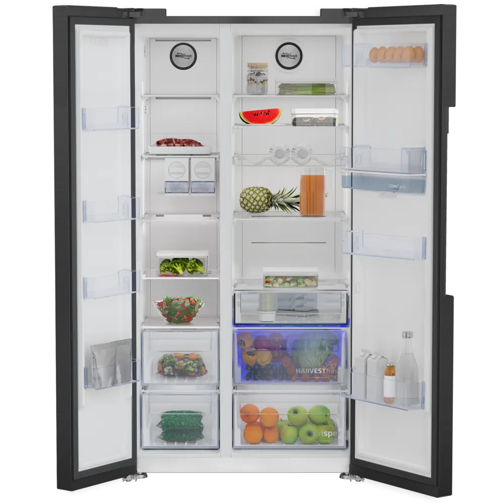 Frigorífico Americano Beko - 576L - NoFrost - Dark Inox com Dispensador - GN163241XBRN