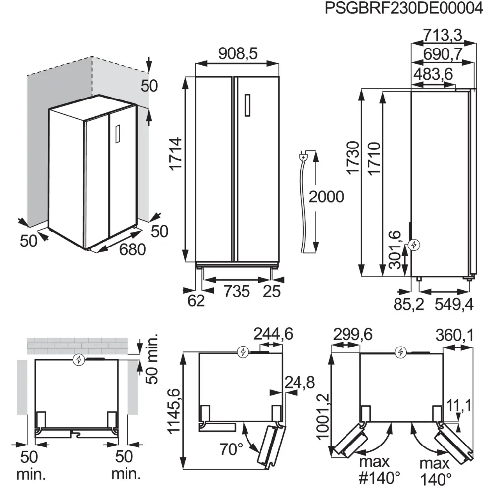 Frigorífico Americano AEG - 573L - NoFrost - Side-by-Side Preto - ORX9V351DB - Image 9