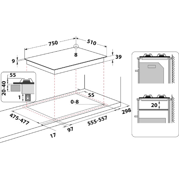 Placa a Gás Hotpoint PCN 752 T IX /HA - 75 cm, Gás, Inox - Image 2