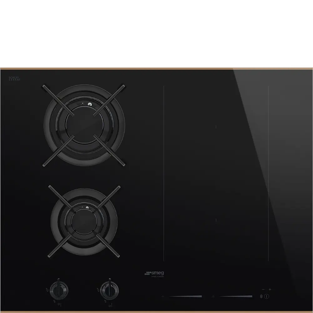 Placa Mista Smeg DNS (Indução e Gás) - 65cm - Vidro Preto - PM6643R