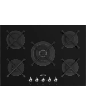 Placa a Gás Smeg Classica - 72cm - 5 Queimadores - Vidro Preto - PV375N