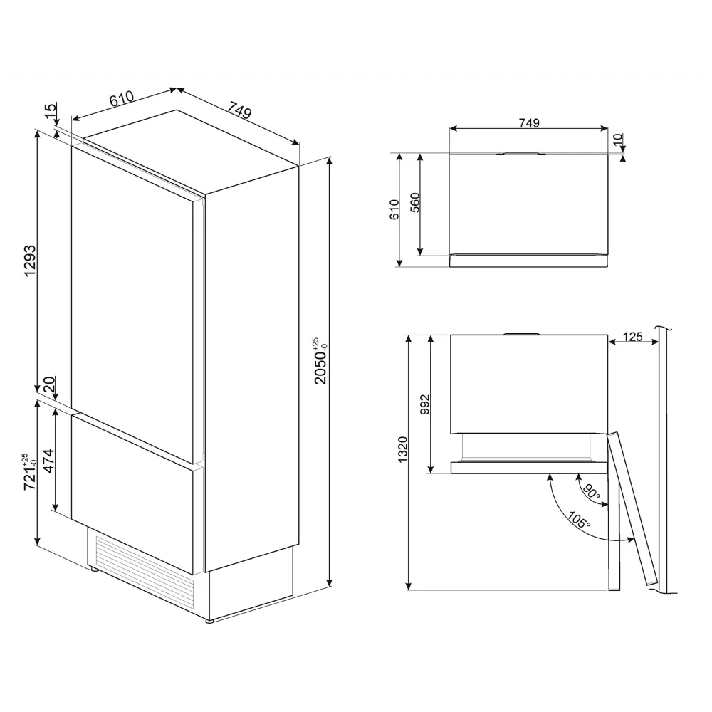Frigorífico Combinado de Encastre Smeg - 75cm Largura - NoFrost - Dobradiça à Direita - RI76RSI - Image 4