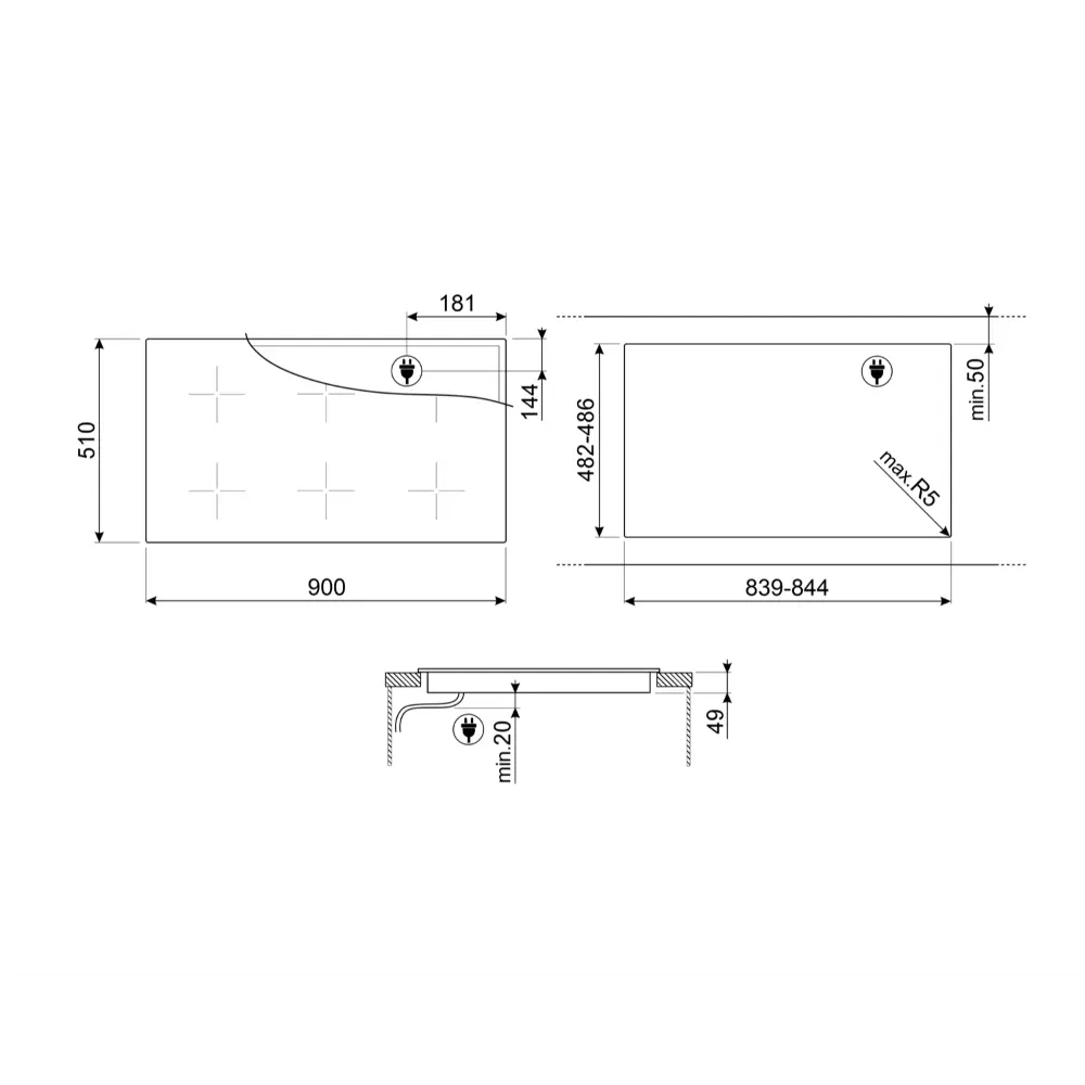 Placa de Indução Multizona Smeg - 90cm - 5 Zonas - Preto - SI1M4954D - Image 8