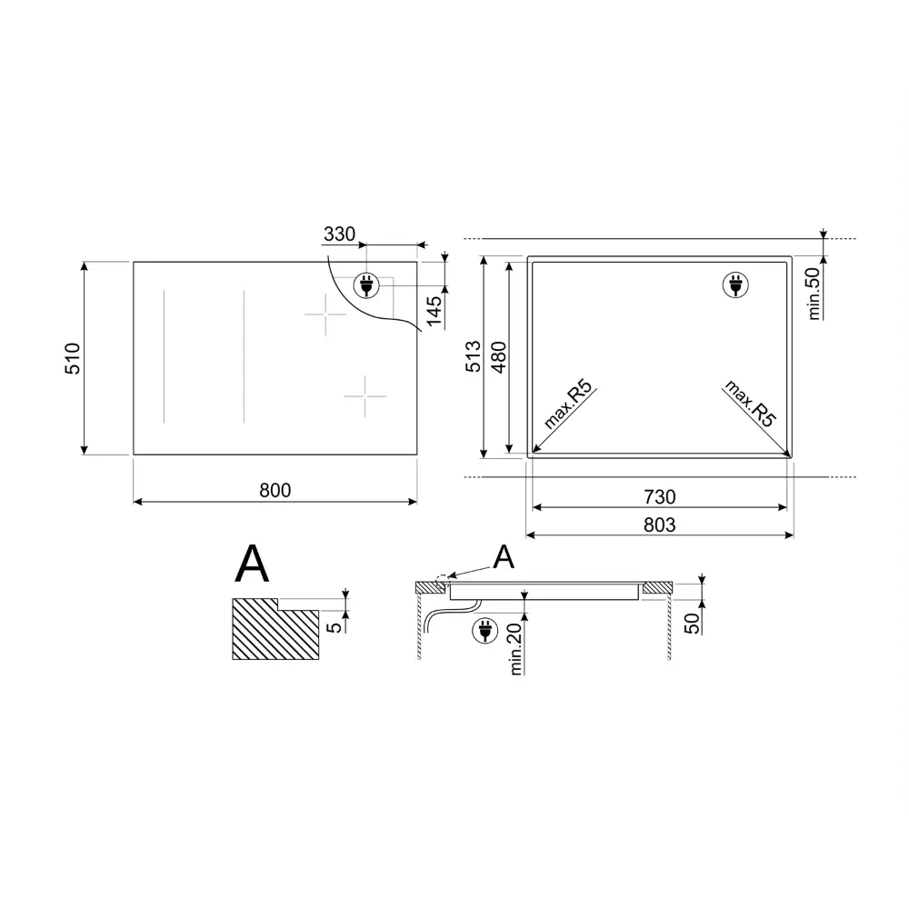 Placa de Indução Multizona Smeg Linea - 80cm - 4 Zonas - Neptune Grey - SIM1844DG - Image 6