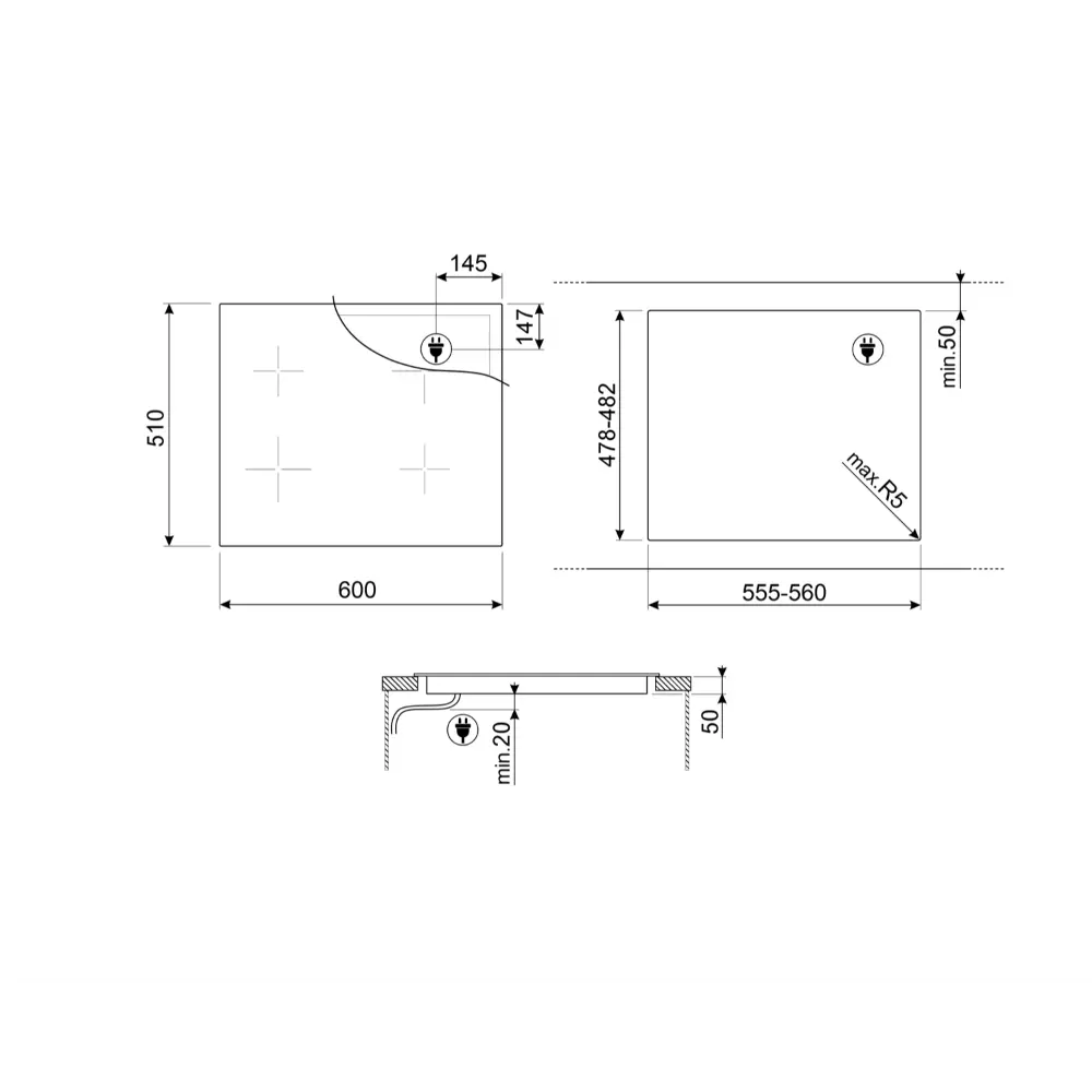 Placa de Indução Multizona Smeg DSN - 60cm - 4 Zonas - Preto - SIM6644R - Image 4